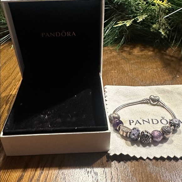 Pandora Silver Bracelet with Purple Charms - Picture 4 of 4